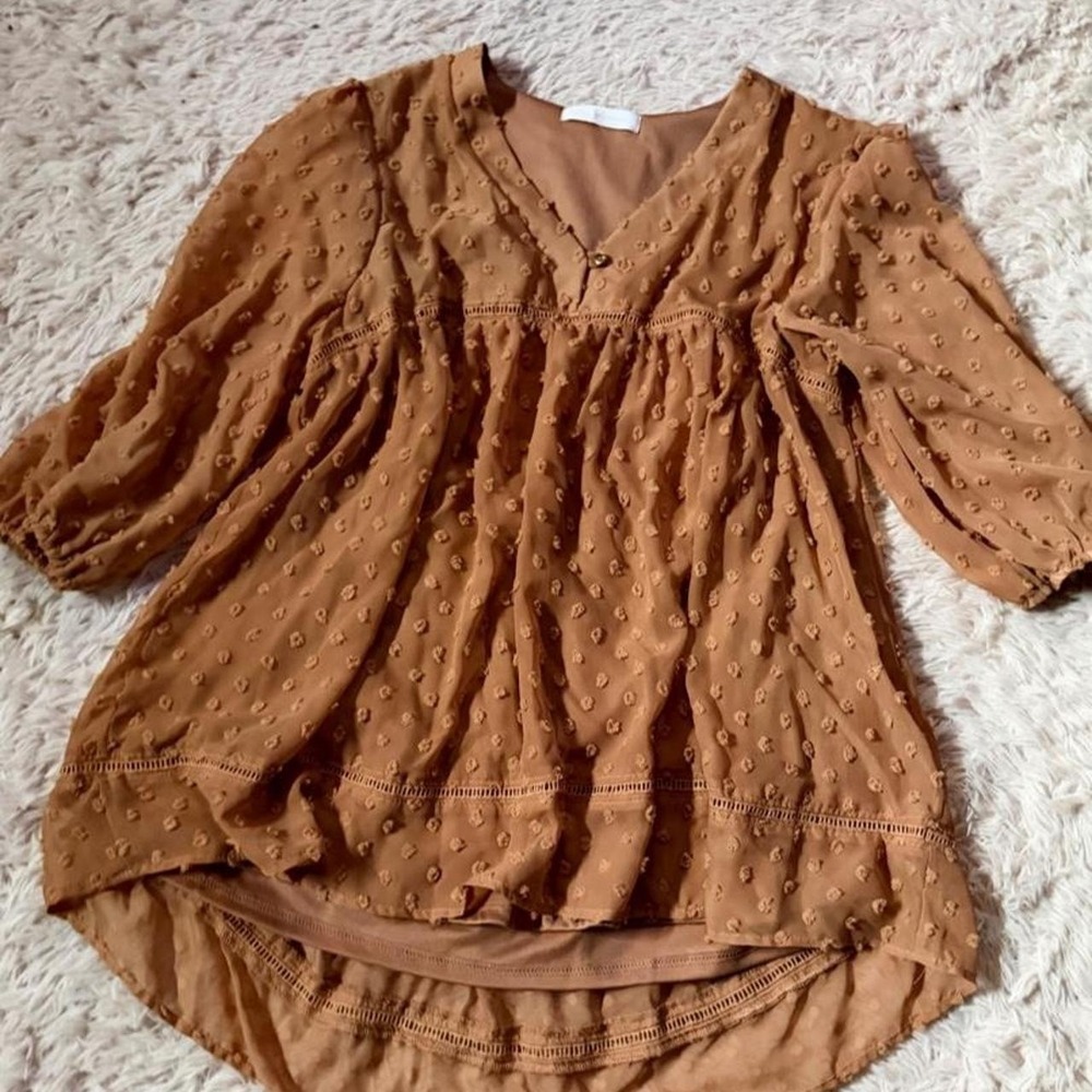 Polka Dot Goddess Earthy Flowy Cottage Core Bohemian Top Womens M Minimalist